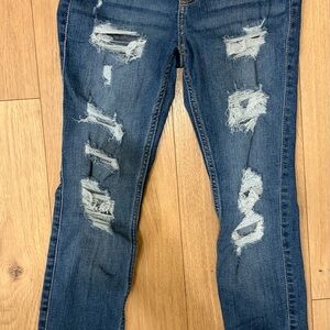 Hollister Dark Blue Distressed Skinny Jeans